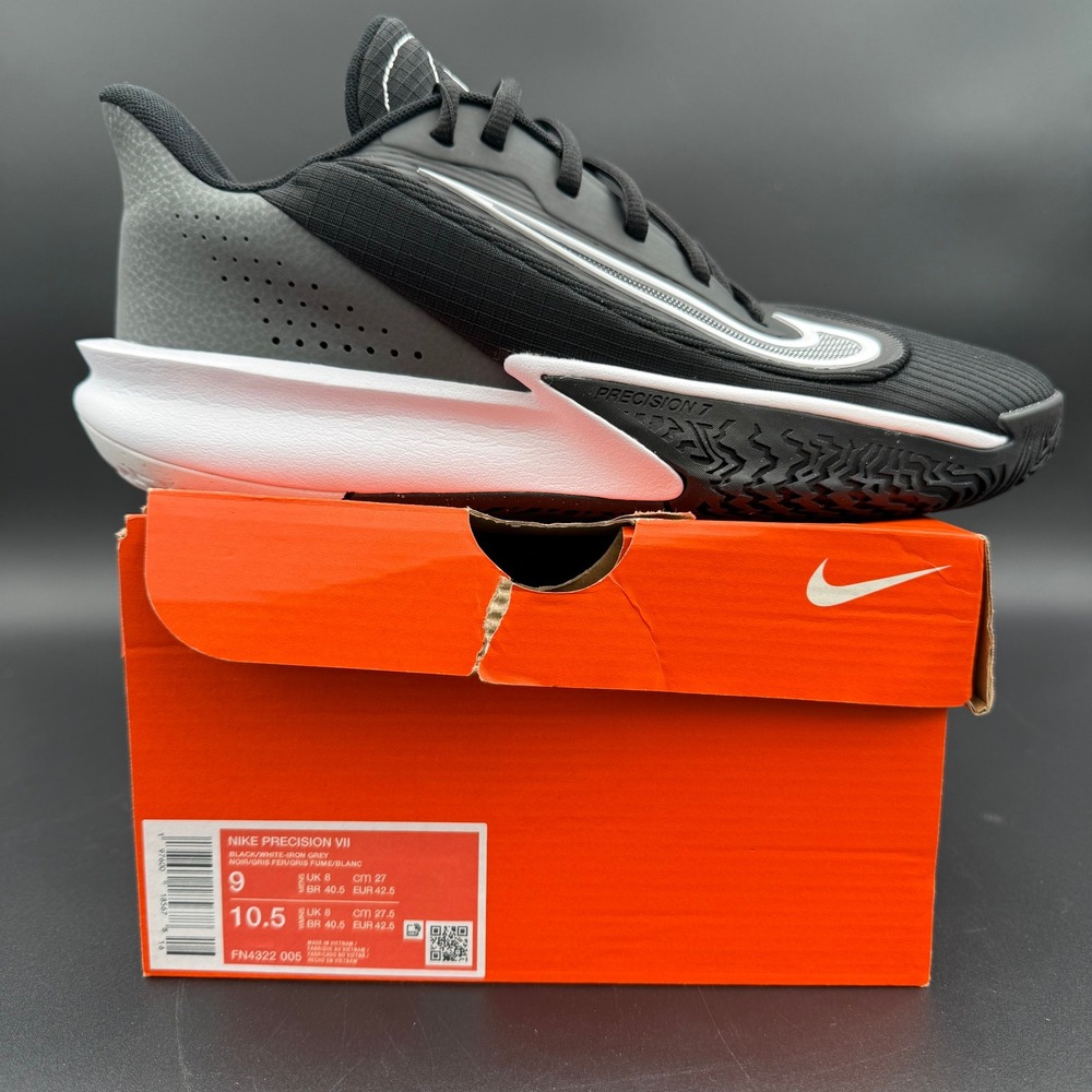 Nike Precision VII Basketball Shoes Black White Mens US 9 EUR 42.5 FN4322 005‎